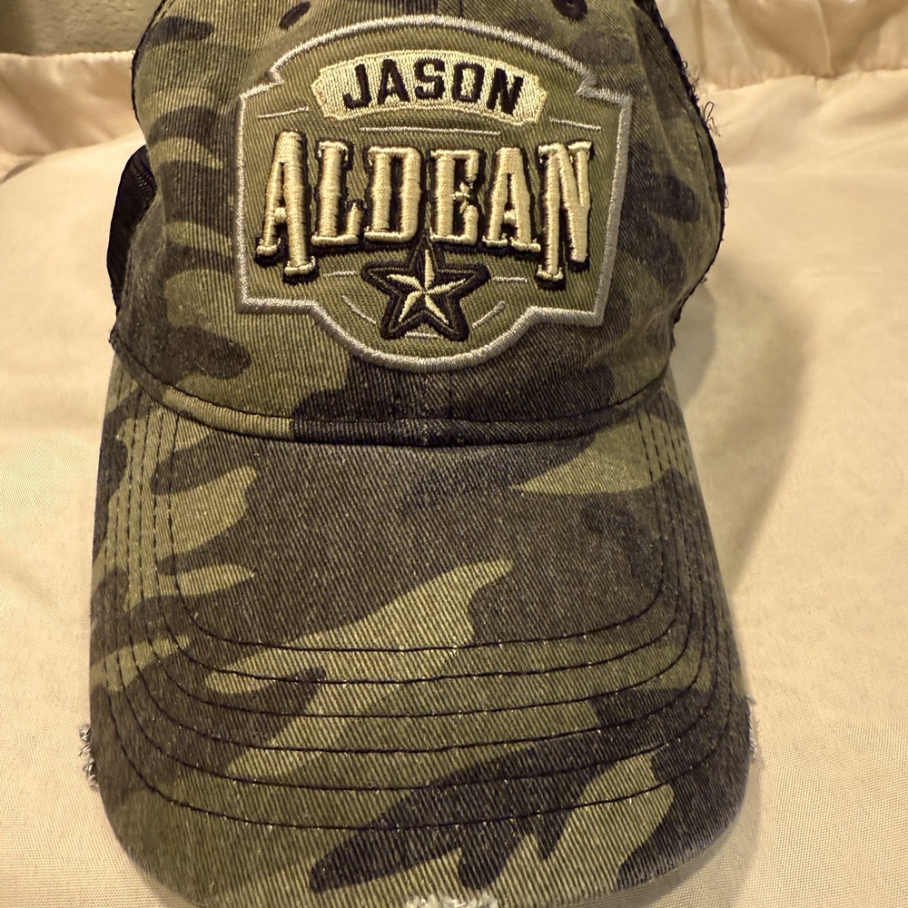 Jason Aldean Camo Cap - “BURNIN” IT DOWN”- Trucker Cap- Snap closure